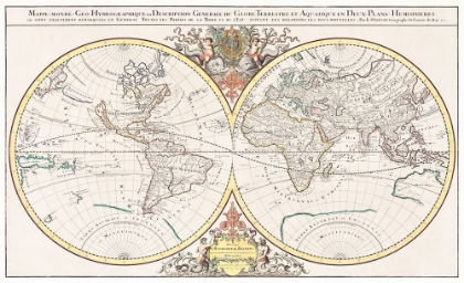 Picture of GENERAL DESCRIPTION OF THE TERRESTRIAL AND AQUATIC GLOBE IN TWO HEMISPHERICAL PLANES 1691