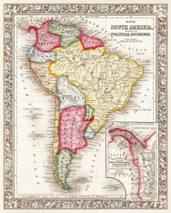 Picture of MAP OF SOUTH AMERICA 1863