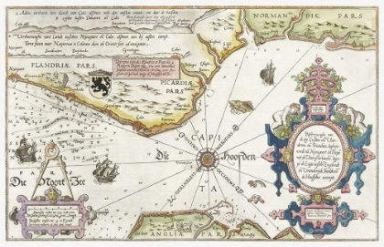 Picture of MAP OF THE COASTS OF FLANDERS-NORMANDY AND ENGLAND 1581