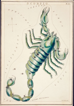 Picture of ASTRONOMICAL CHART ILLUSTRATION OF THE SCORPIO