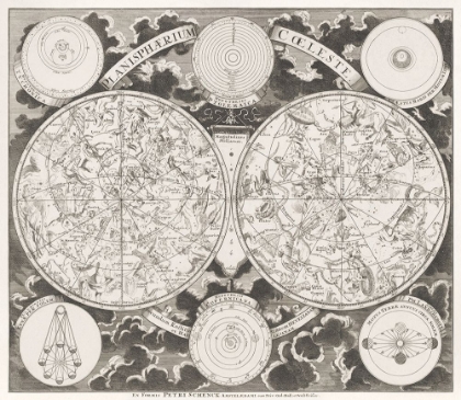 Picture of SKY MAP SHOWING THE NORTHERN AND SOUTHERN CONSTELLATIONS 1705