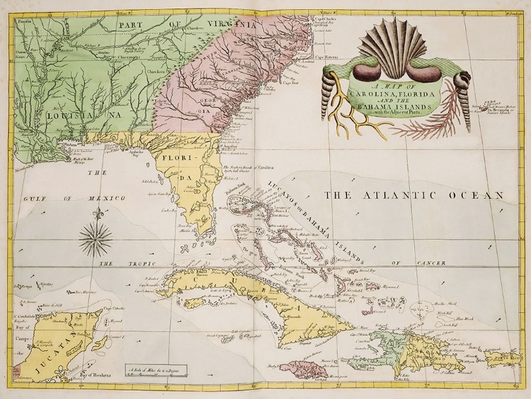 Picture of A MAP OF CAROLINA-FLORIDA AND THE BAHAMA ISLANDS 1754