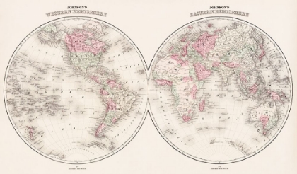 Picture of JOHNSONS WESTERN AND EASTERN HEMISPHERE 1866