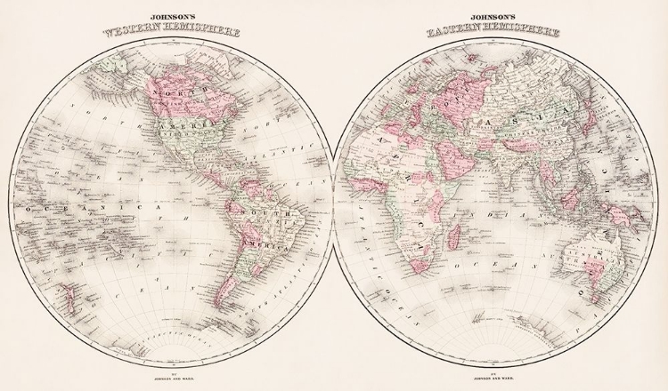 Picture of JOHNSONS WESTERN AND EASTERN HEMISPHERE 1866