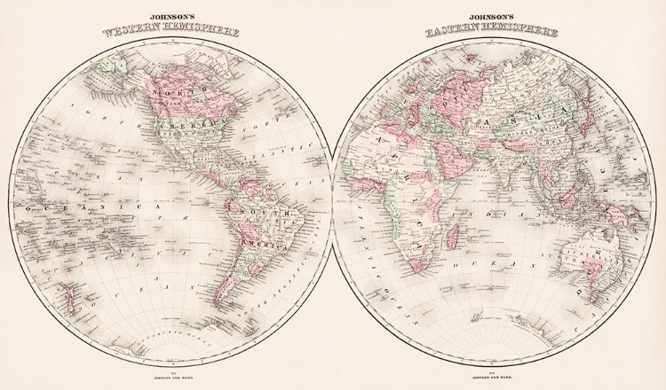 Picture of JOHNSONS WESTERN AND EASTERN HEMISPHERE 1866