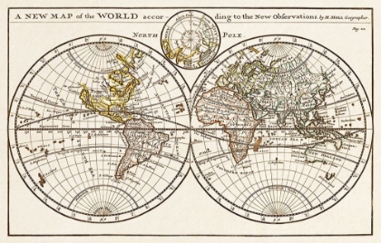 Picture of A NEW MAP OF THE WORLD ACCORDING TO THE NEW OBSERVATIONS 1732