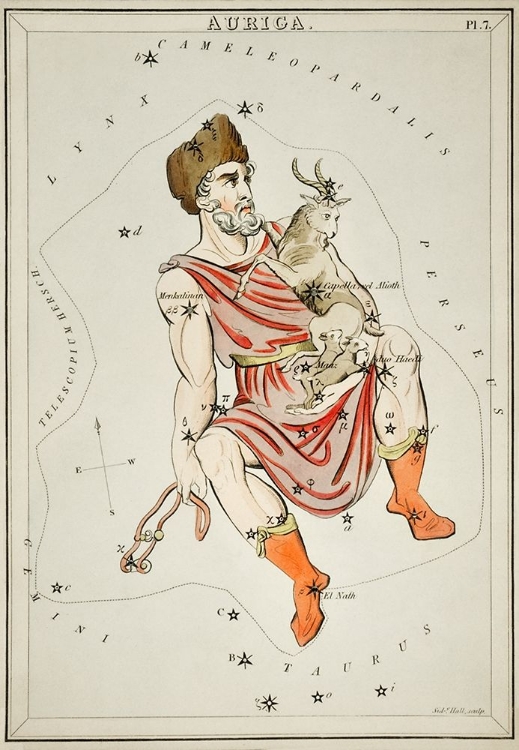 Picture of ASTRONOMICAL CHART ILLUSTRATION OF THE AURIGA