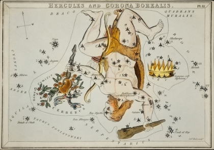 Picture of ASTRONOMICAL CHART ILLUSTRATION OF THE HERCULES AND THE CORONA BOREALIS