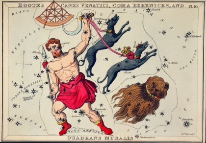 Picture of ASTRONOMICAL CHART ILLUSTRATION OF BOOTES CANES VENATICI-COMA BERENICES-AND QUADRANS MURALIS
