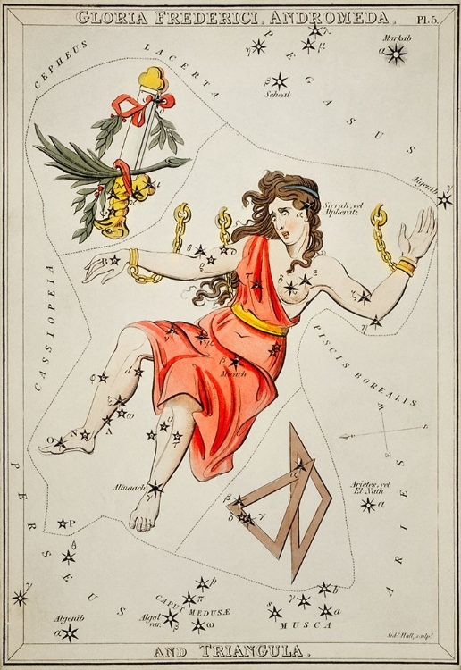 Picture of ASTRONOMICAL CHART ILLUSTRATION OF GLORIA FREDERICI-ANDROMEDA