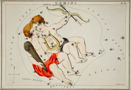 Picture of ASTRONOMICAL CHART ILLUSTRATION OF THE ZODIAC GEMINI