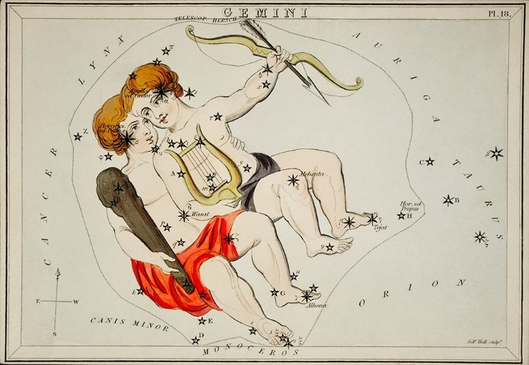 Picture of ASTRONOMICAL CHART ILLUSTRATION OF THE ZODIAC GEMINI