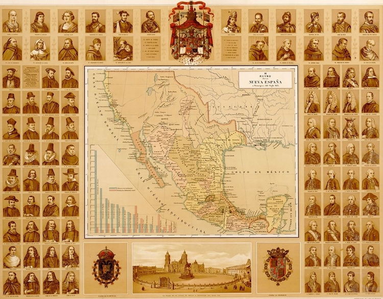 Picture of MAP OF LEADERS IN NEW SPAIN THROUGH HISTORY
