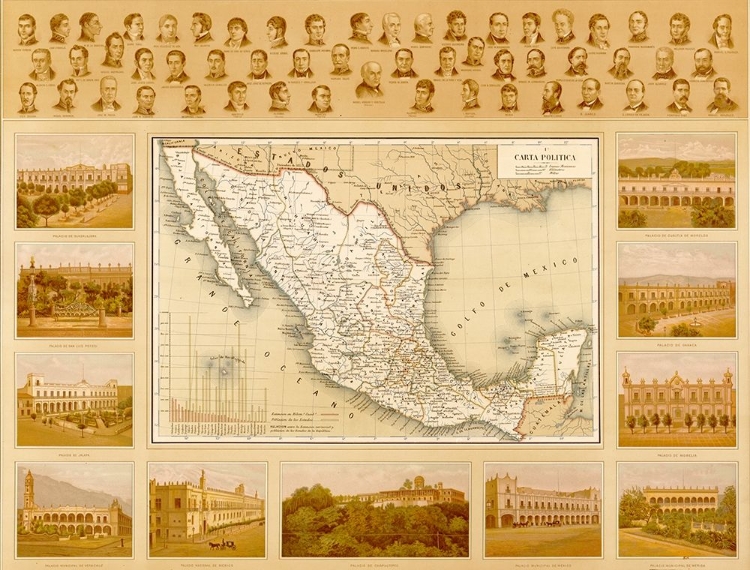 Picture of POLITICAL MAP OF MEXICO