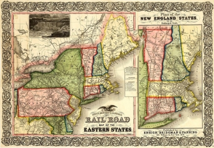 Picture of RAILROAD MAP OF THE EASTERN STATES AND NEW ENGLAND 1856