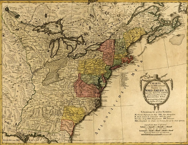 Picture of EIGHTEENTH CENTURY MAP OF THE UNITED STATES 1784