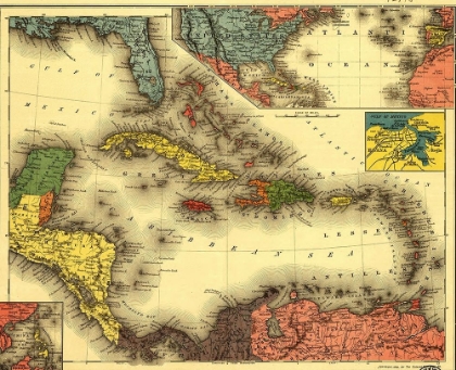 Picture of EVENING POST MAP OF THE WEST INDIES 1898