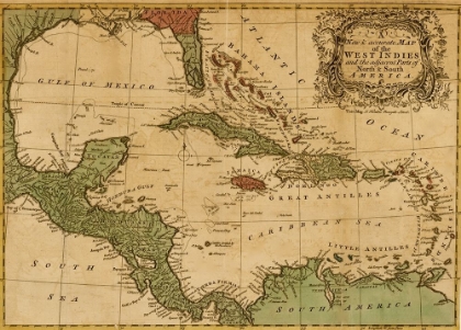 Picture of WEST INDIES AND THE ADJACENT PARTS OF NORTH AND SOUTH AMERICA 1755