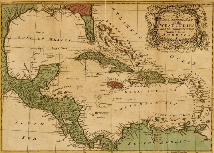 Picture of WEST INDIES AND THE ADJACENT PARTS OF NORTH AND SOUTH AMERICA 1755