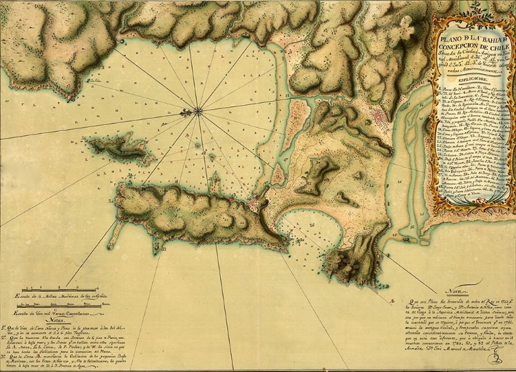 Picture of TOPOGRAPHIC MAP OF CONCEPCION BAY CHILE 1782