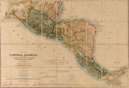 Picture of TOPOGRAPHIC MAP OF CENTRAL AMERICA 1850