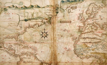 Picture of PORTUGESE NAVIGATIONAL MAP OF THE NORTH ATLANTIC 1630