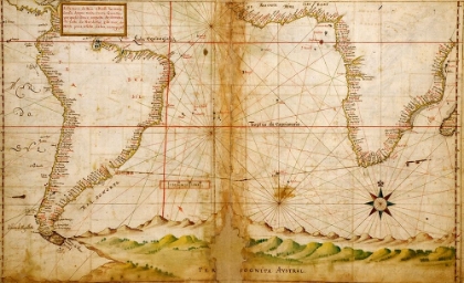 Picture of PORTUGUESE NAVIGATIONAL MAP OF THE SOUTH ATLANTIC 1630