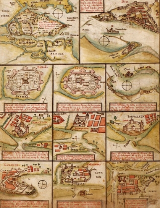 Picture of PORTUGUESE MAP OF FORTIFIED CITIES ON THE COAST OF AFRICA AND INDIA 1630