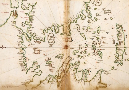 Picture of PORTUGUESE MAP OF GREECE AND THE AGEAN SEA 1630