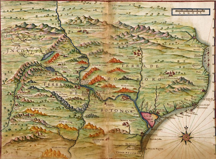 Picture of PORTUGUESE MAP OF ZAMBEZIA MOZAMBIQUE AND SURROUNDING REGIONS 1630