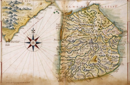 Picture of PORTUGUESE MAP OF CEYLON AND INDIA 1630