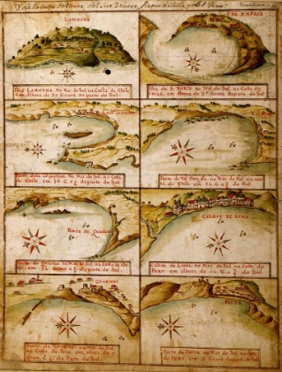 Picture of PORTS AND ISLAND ON THE COAST OF PERU AND CHILE 1630 PORTUGUESE MAP