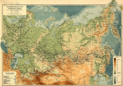 Picture of ELEVATION MAP OF RUSSIA 1912