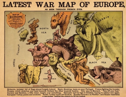 Picture of ANTHROPOMORPHIC MAP OF EUROPE 1870 POLITICAL