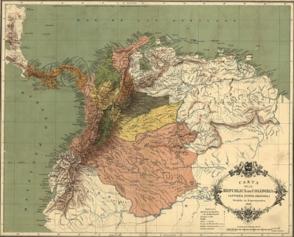 Picture of MAP OF THE REPUBLIC OF COLOMBIA 1886