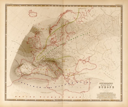 Picture of HYETOGRAPH OR RAINFALL TOTALS FOR EUROPE