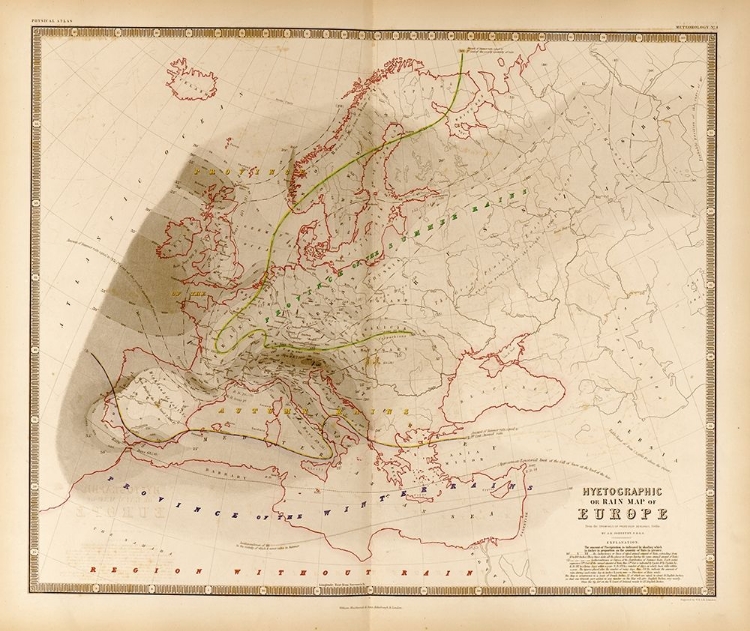 Picture of HYETOGRAPH OR RAINFALL TOTALS FOR EUROPE