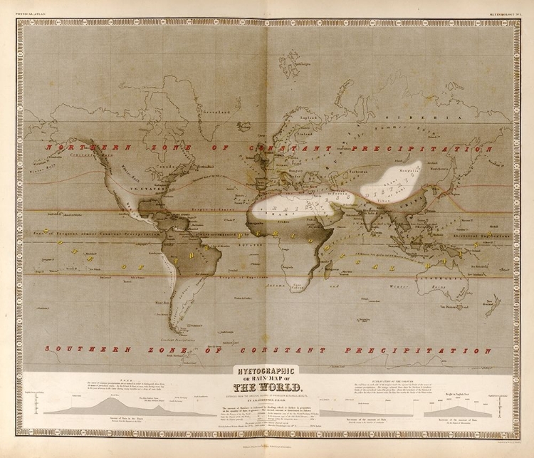 Picture of HYETOGRAPHIC OR RAIN MAP OF THE WORLD