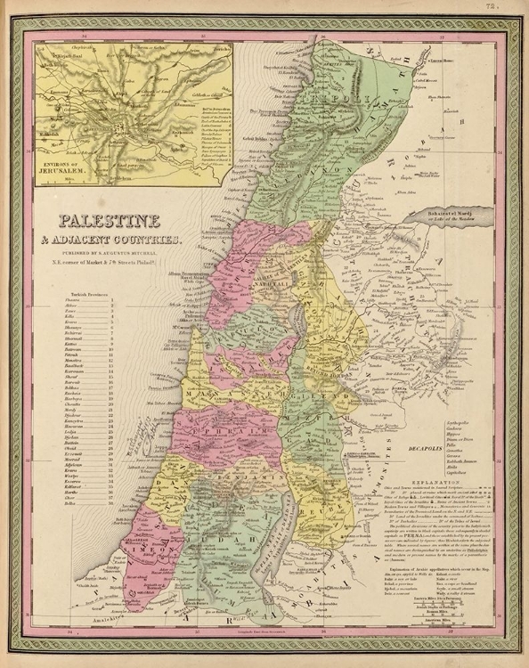 Picture of PALESTINE AND ADJACENT COUNTRIES 1849
