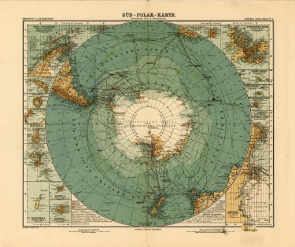Picture of MAP OF THE SOUTH POLE ANTARCTICA 1912