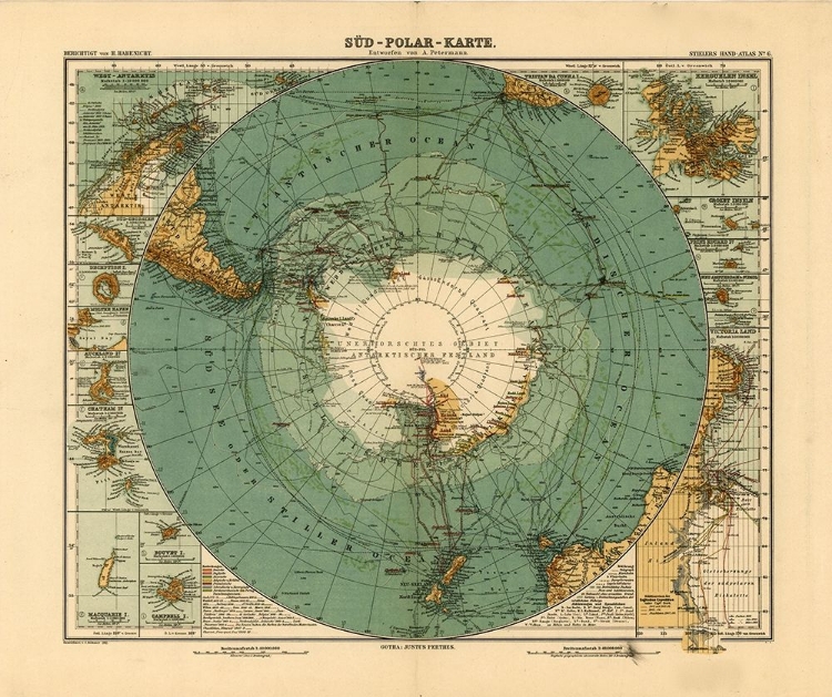 Picture of MAP OF THE SOUTH POLE ANTARCTICA 1912