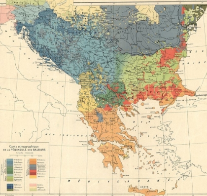 Picture of ETHNOGRAPHIC MAP OF THE BALKAN PENINSULA 1918