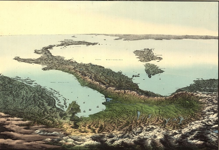 Picture of PICTORIAL AERIAL MAP OF THE ITALIAN PENINSULA AND SICILY 1800