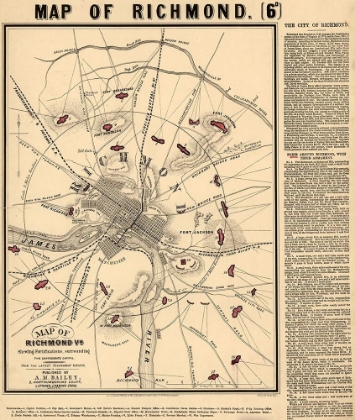 Picture of RICHMOND VA FORTIFICATIONS SURROUNDING THE CONFEDERATE CAPITAL 1864