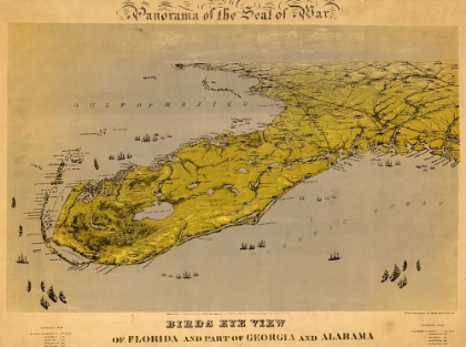 Picture of BIRDS EYE VIEW OF FLORIDA AND PART OF GEORGIA AND ALABAMA 1861
