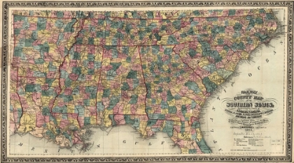 Picture of RAILWAY AND COUNTY MAP OF THE SOUTHERN STATES