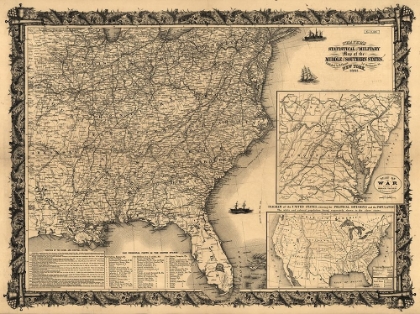 Picture of STATISTICAL AND MILITARY MAP OF THE MIDDLE AND SOUTHERN STATES 1861