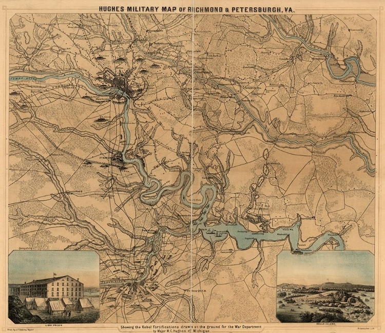 Picture of RICHMOND AND PETERSBURG VA SHOWING THE REBEL FORTIFICATIONS 1864