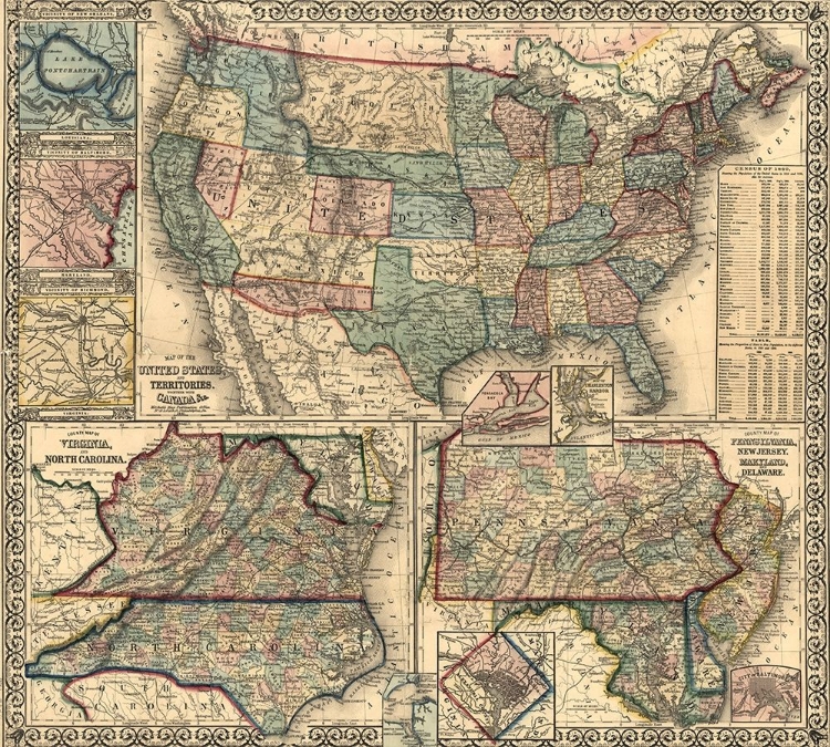 Picture of MAP OF THE UNITED STATES AND ITS TERRITORIES 1861