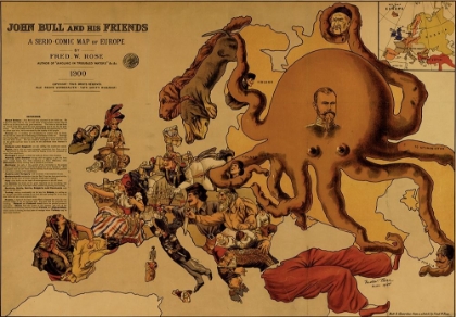 Picture of JOHN BULL AND HIS FRIENDS A COMIC MAP OF EUROPE 1900